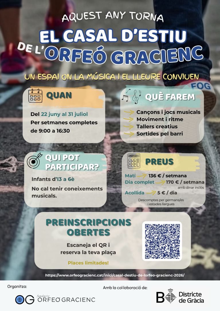 Cartell del Casal musical d'estiu de l'Orfeó Gracienc